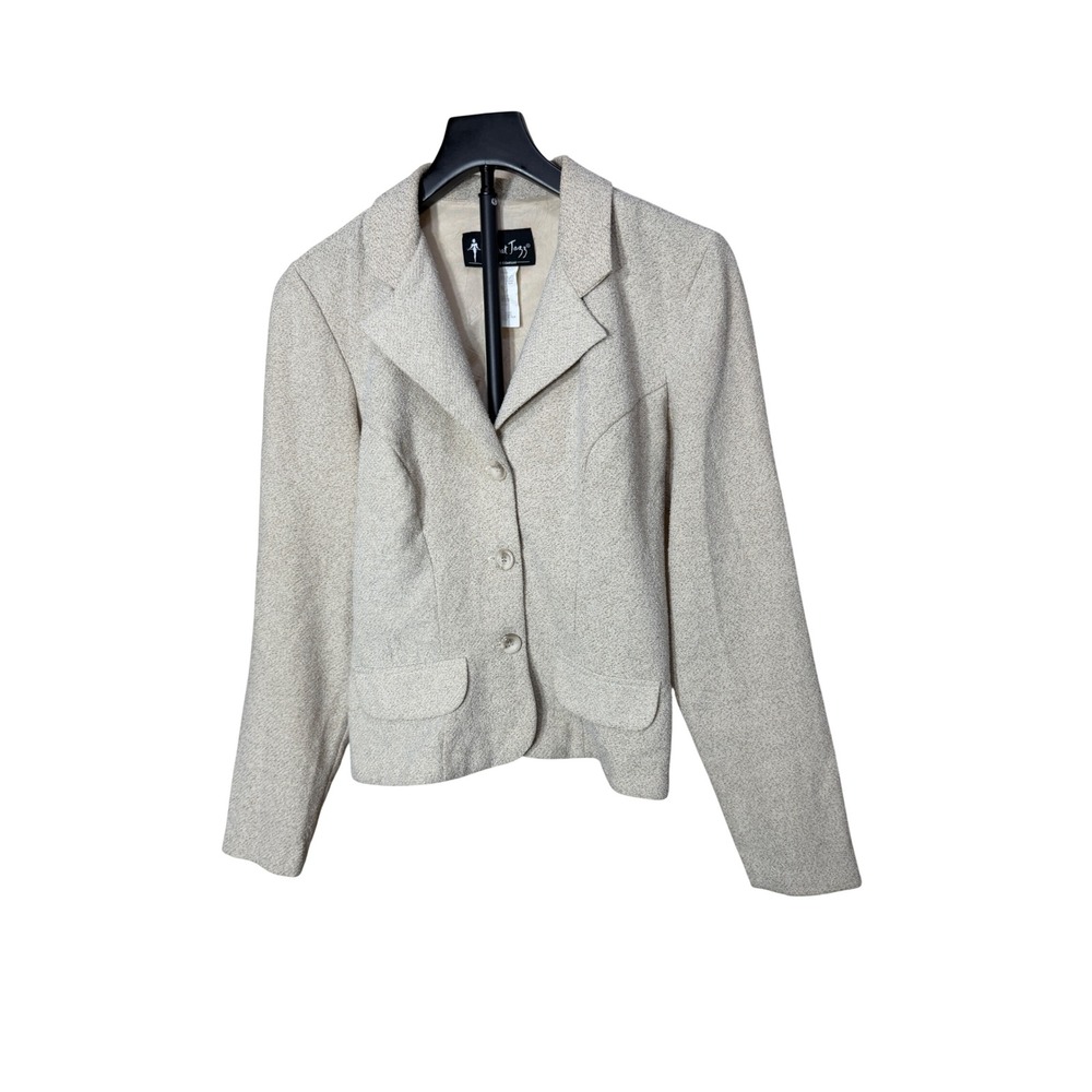 All That Jazz‎ Vintage Oatmeal Beige Textured 3-Button Blazer Jacket Size 5/6